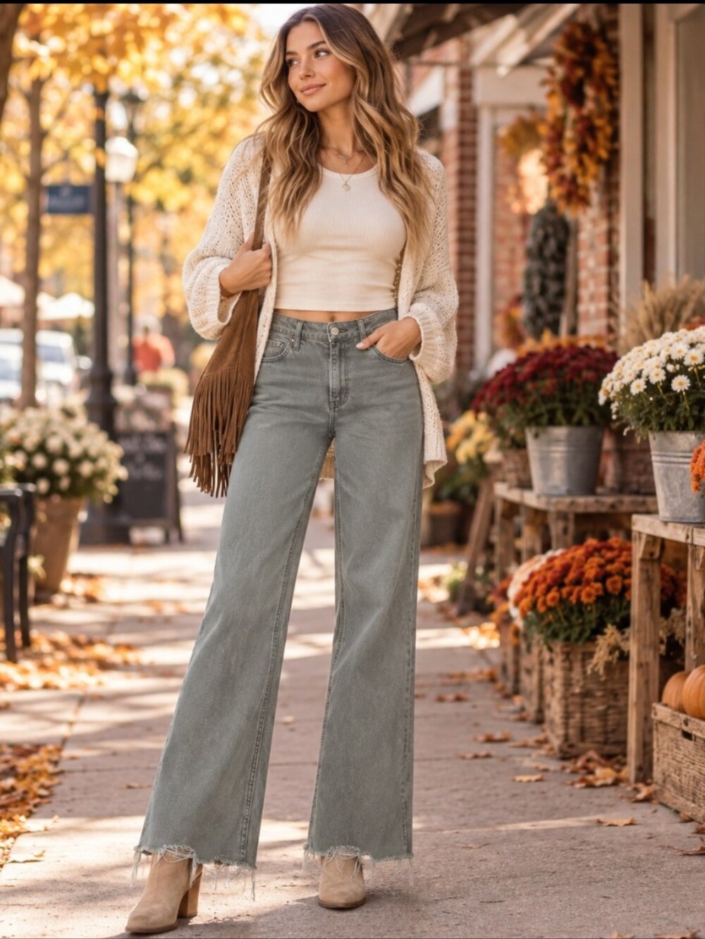 VERVET 90s High Rise Flare Jeans Sage Gray Green Raw Hem Size 29